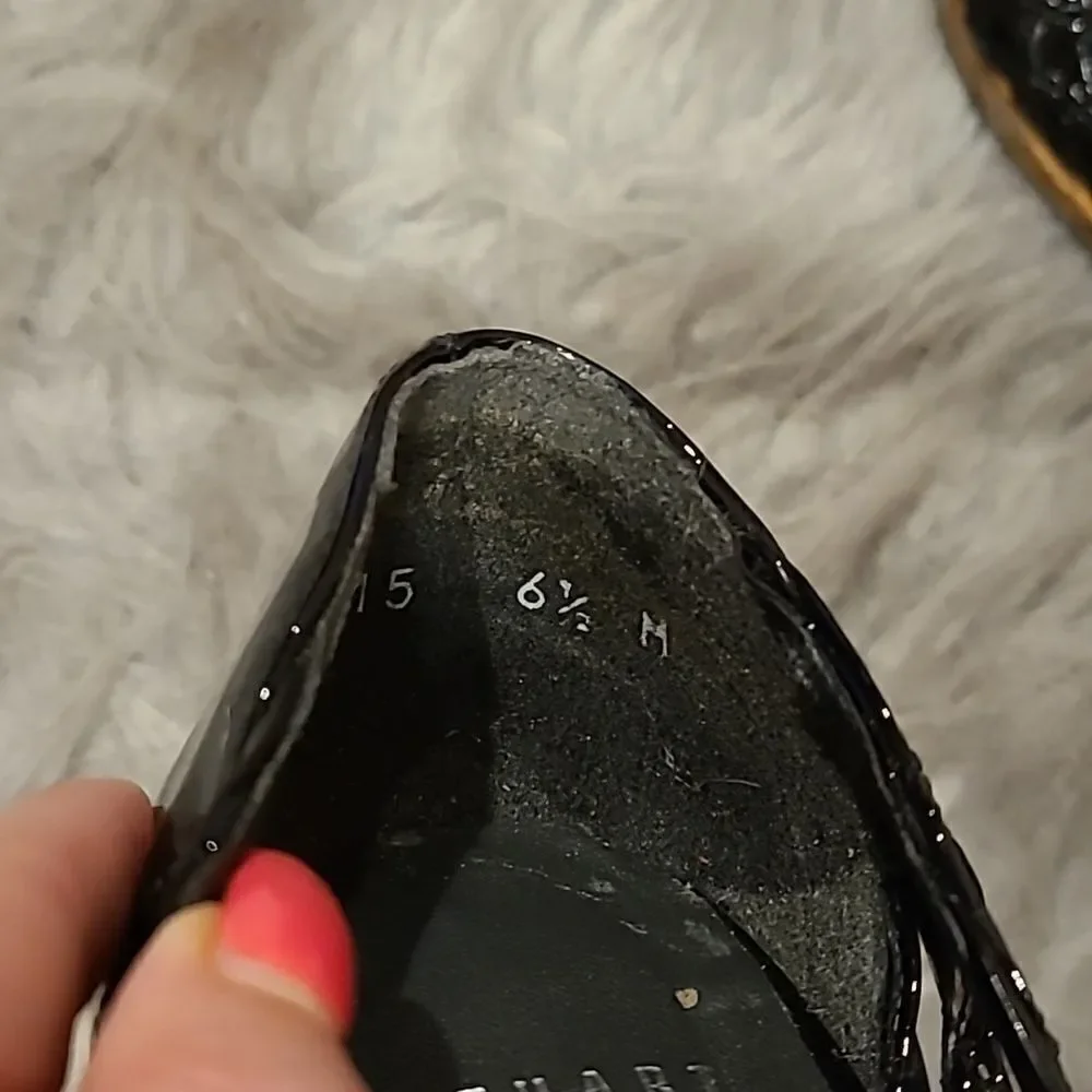 Stuart Weitzman womens‎ black cage peep toe wedges size 6 1/2 - Picture 8 of 8